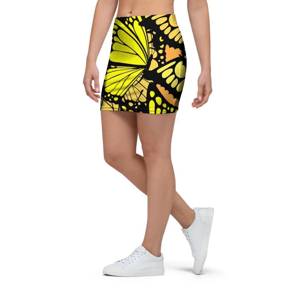 Yellow Monarch Butterfly Mini Skirt-grizzshop
