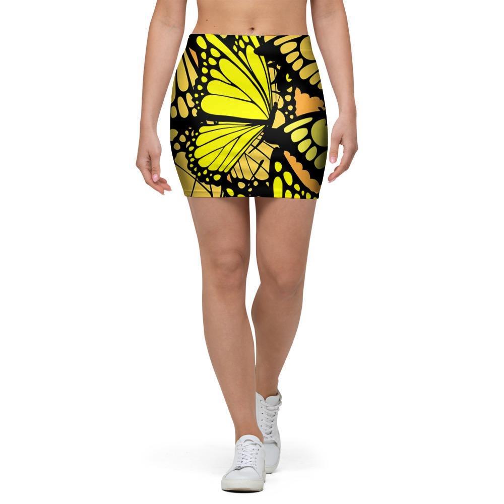 Yellow Monarch Butterfly Mini Skirt-grizzshop