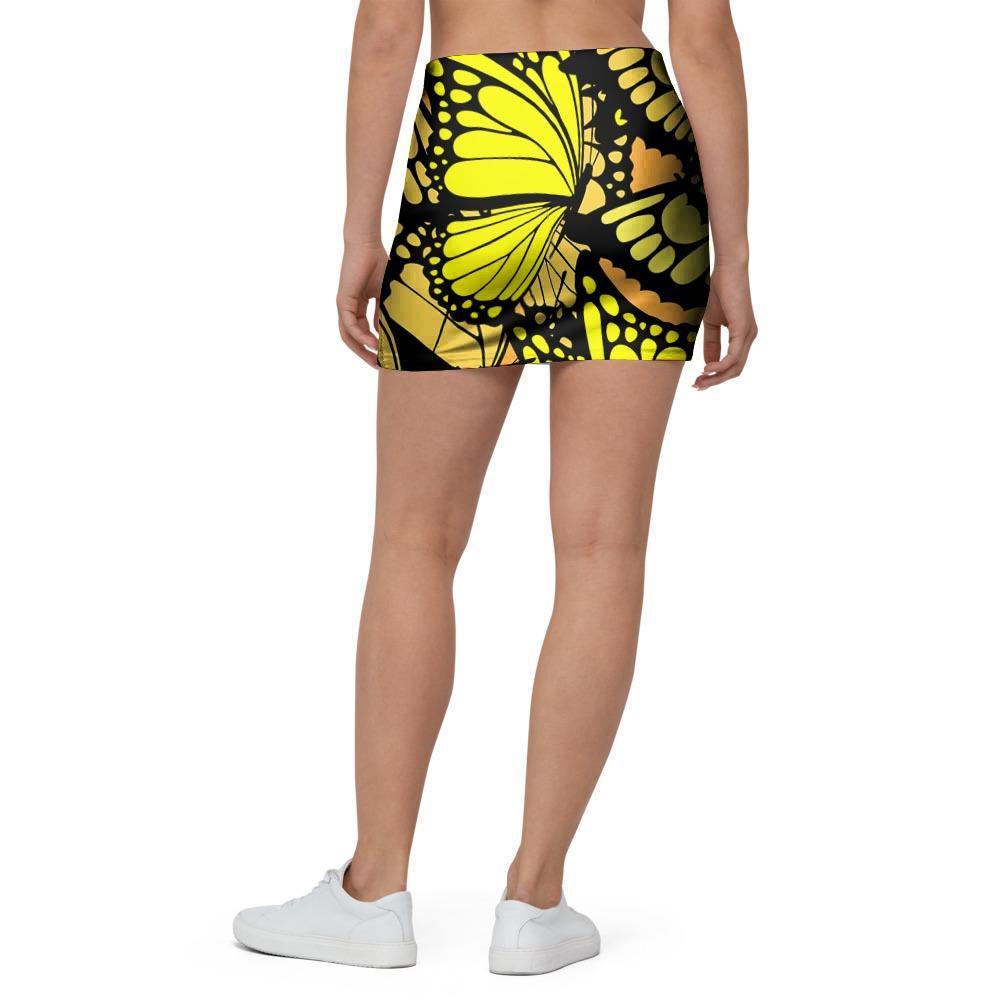 Yellow Monarch Butterfly Mini Skirt-grizzshop