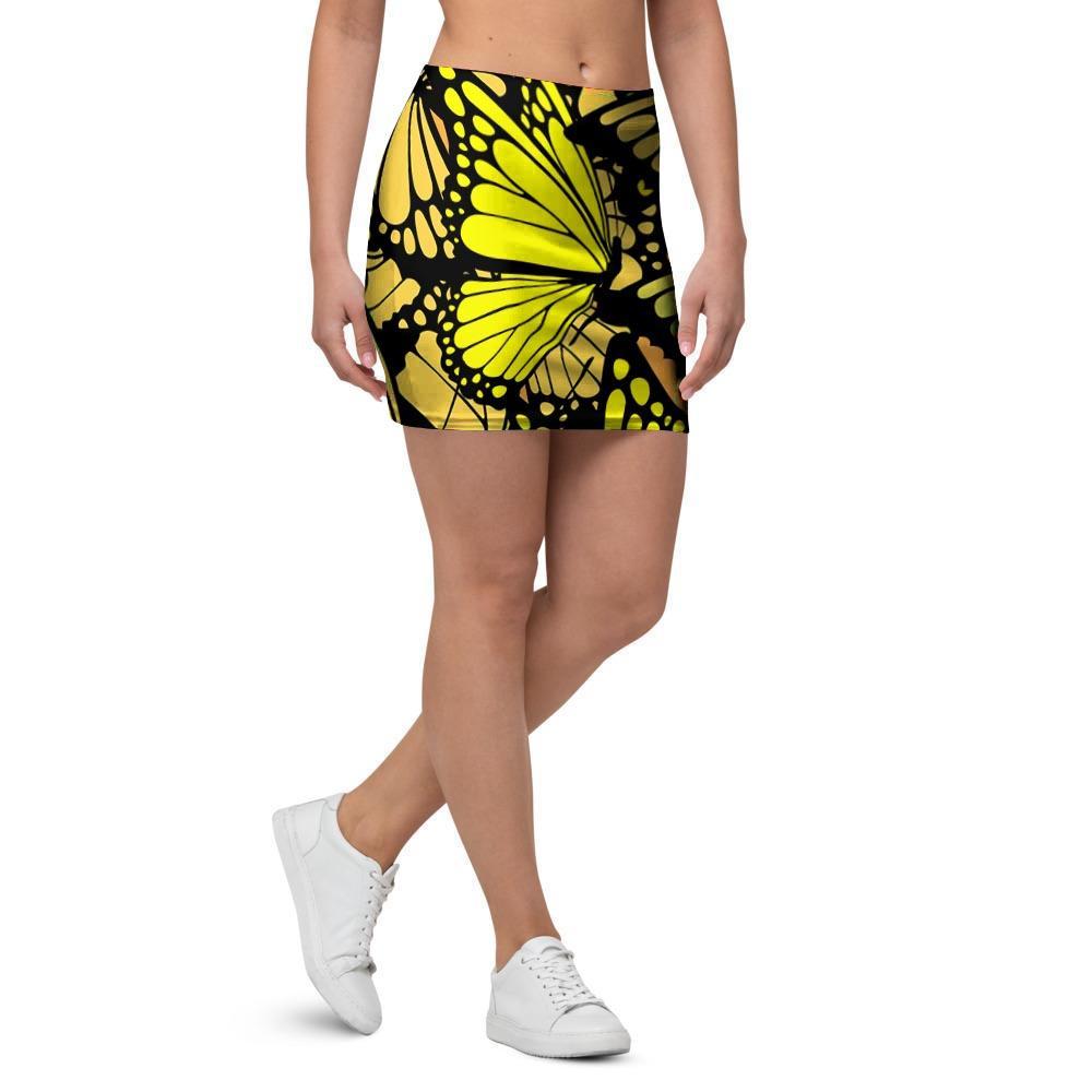 Yellow Monarch Butterfly Mini Skirt-grizzshop