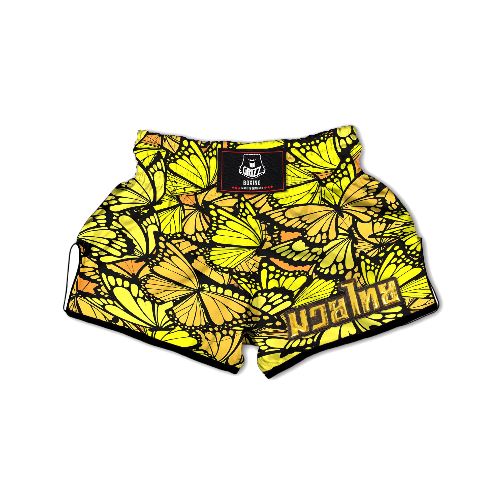 Yellow Monarch Butterfly Muay Thai Boxing Shorts-grizzshop