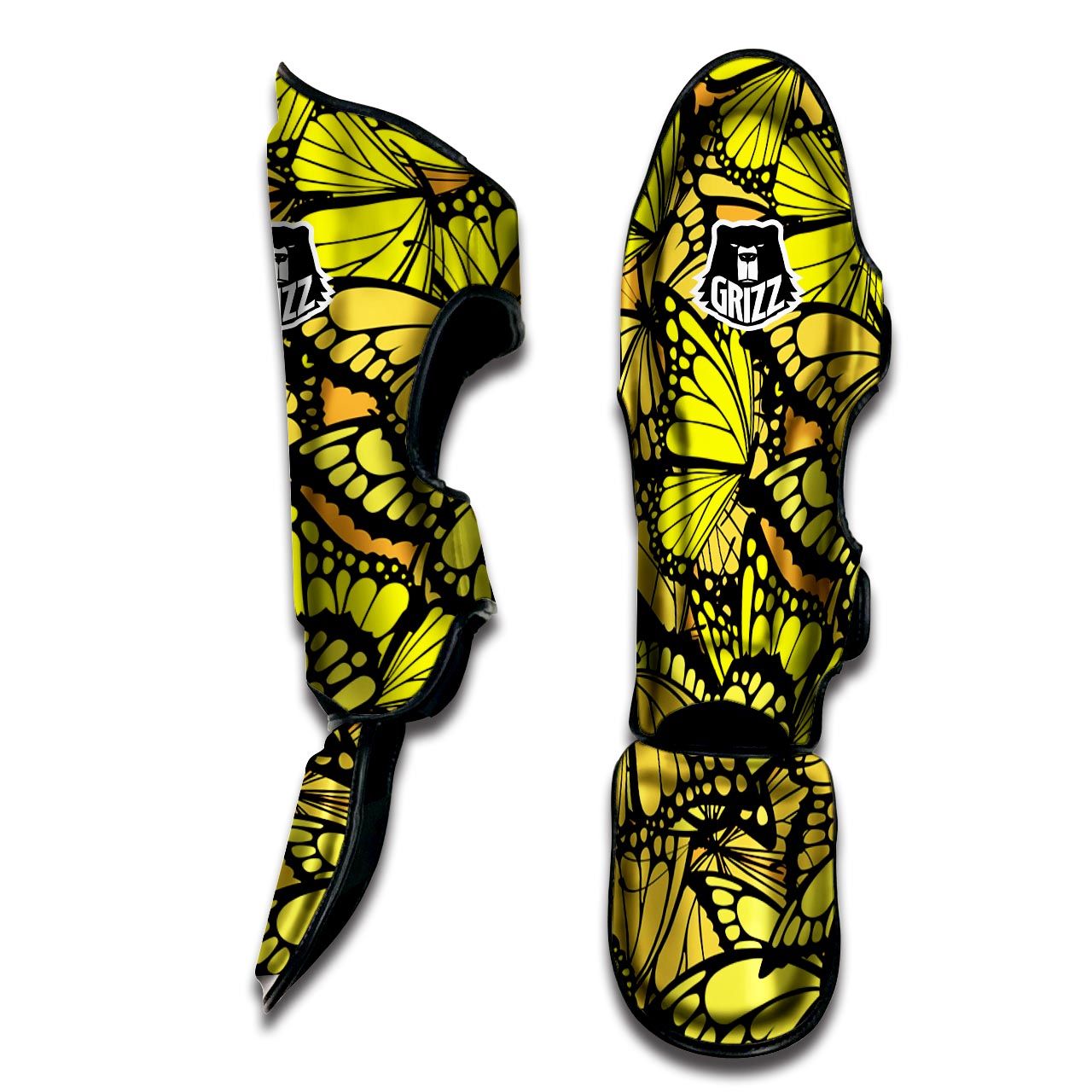 Yellow Monarch Butterfly Muay Thai Shin Guard-grizzshop