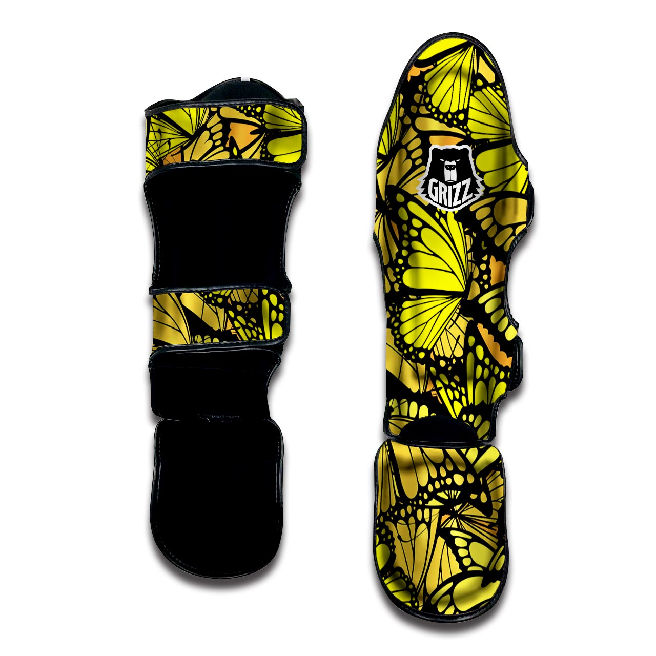 Yellow Monarch Butterfly Muay Thai Shin Guard-grizzshop