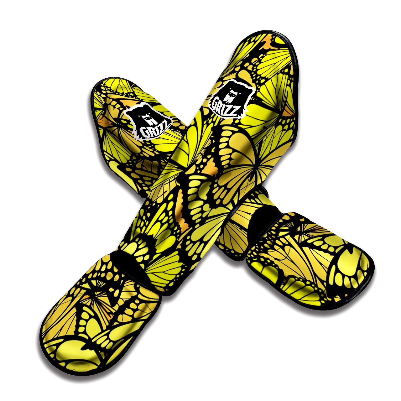 Yellow Monarch Butterfly Muay Thai Shin Guard-grizzshop