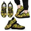 Yellow Monarch Butterfly Pattern Print Black Sneaker Shoes For Men Women-grizzshop