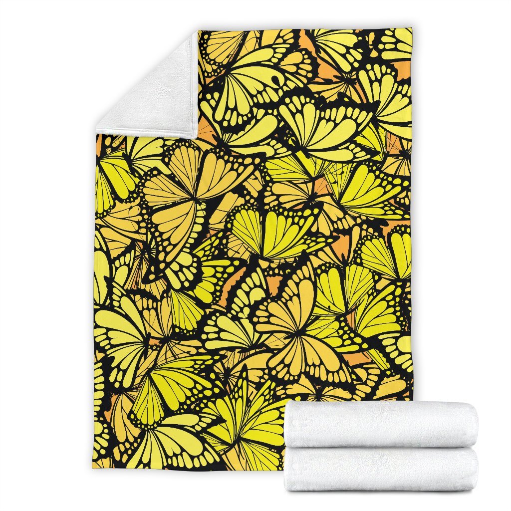 Yellow Monarch Butterfly Pattern Print Blanket-grizzshop