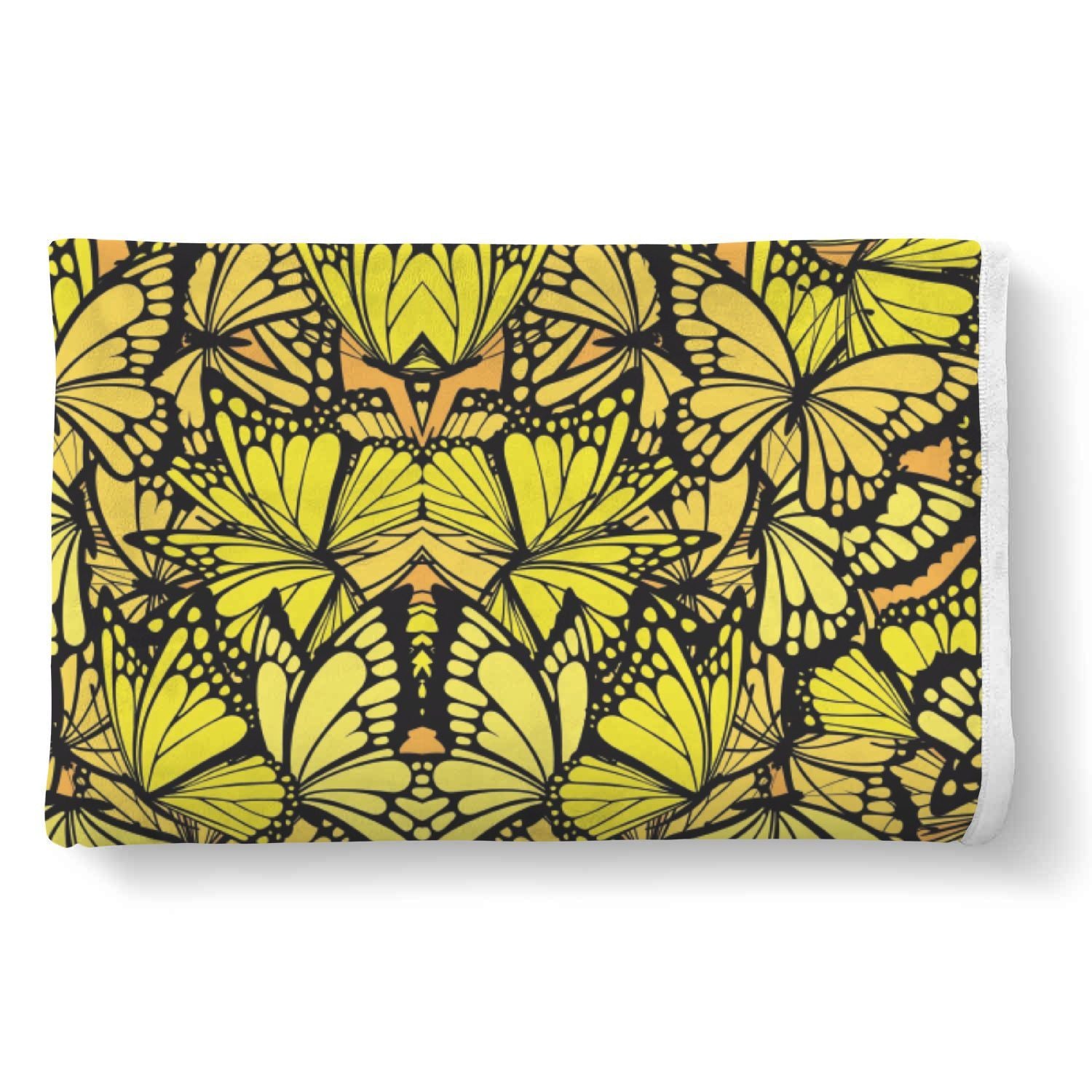 Yellow Monarch Butterfly Pattern Print Throw Blanket-grizzshop