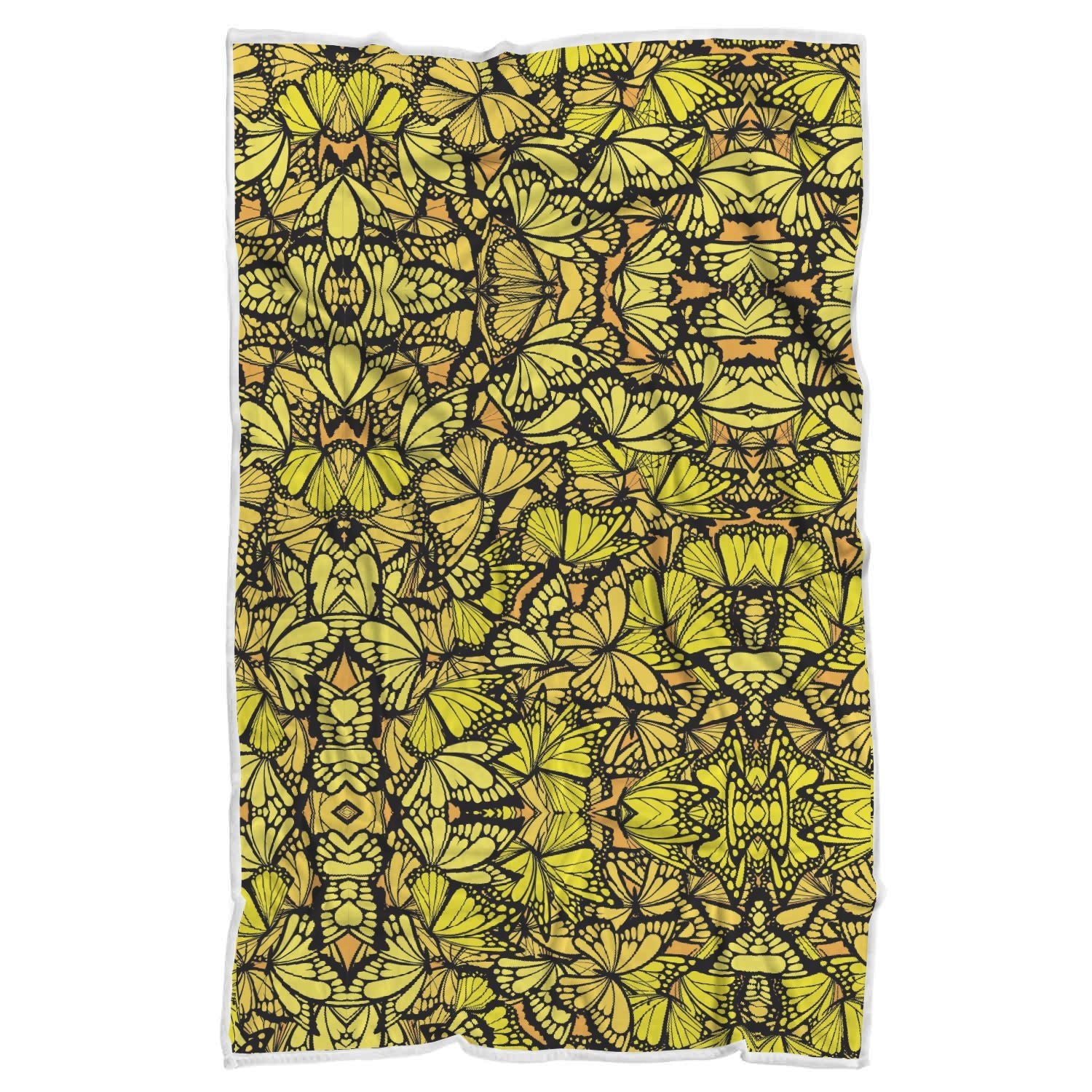 Yellow Monarch Butterfly Pattern Print Throw Blanket-grizzshop