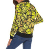 Yellow Monarch Butterfly Pattern Print Women Casual Bomber Jacket-grizzshop