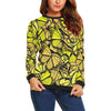 Yellow Monarch Butterfly Pattern Print Women Crewneck Sweatshirt-grizzshop