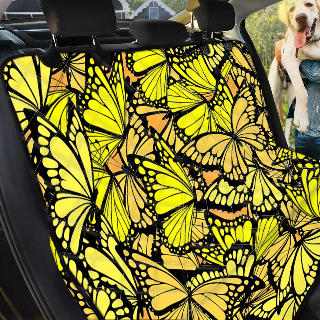 Yellow Monarch Butterfly Pet Car Seat Cover-grizzshop