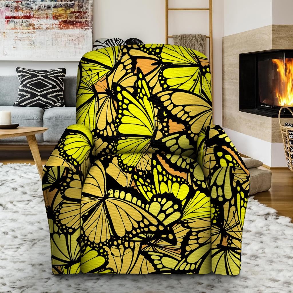 Yellow Monarch Butterfly Recliner Cover-grizzshop