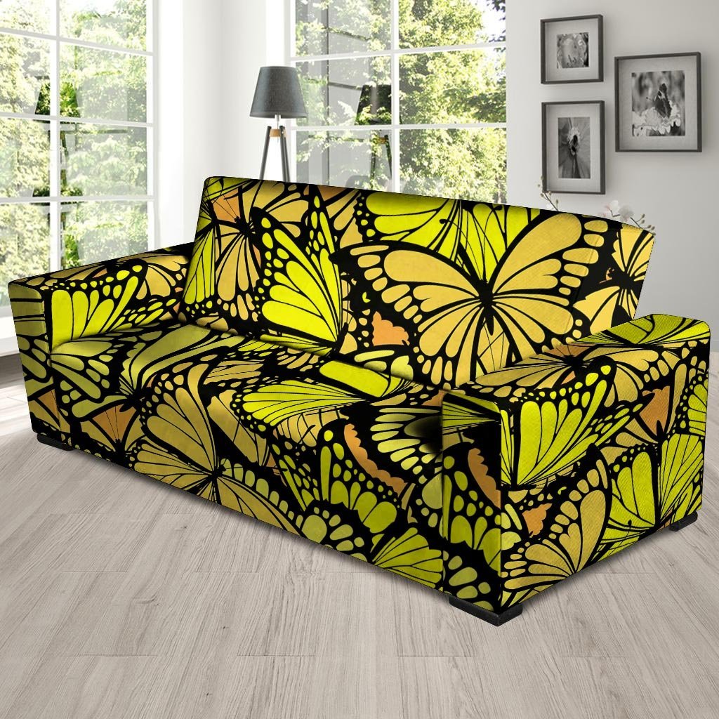 Yellow Monarch Butterfly Sofa Cover-grizzshop