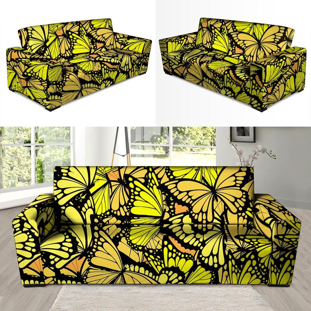 Yellow Monarch Butterfly Sofa Cover-grizzshop