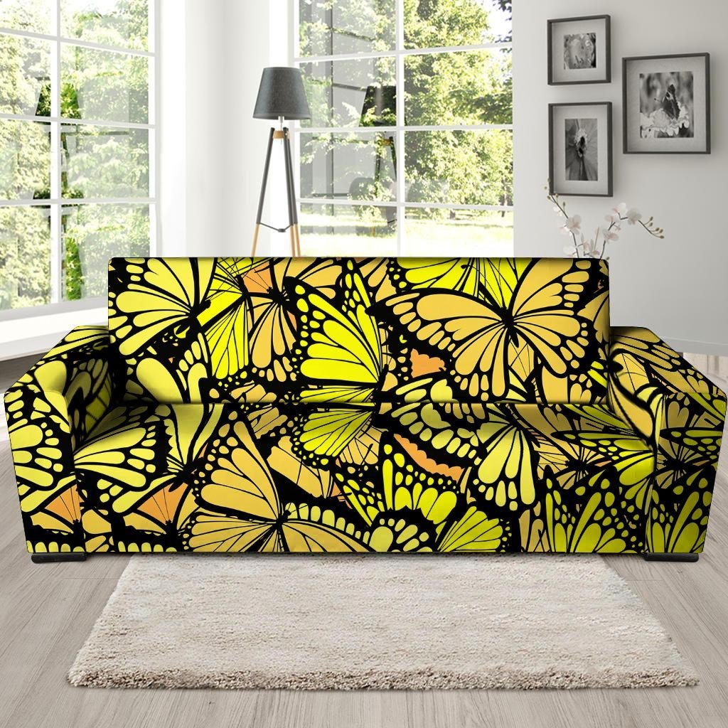 Yellow Monarch Butterfly Sofa Cover-grizzshop