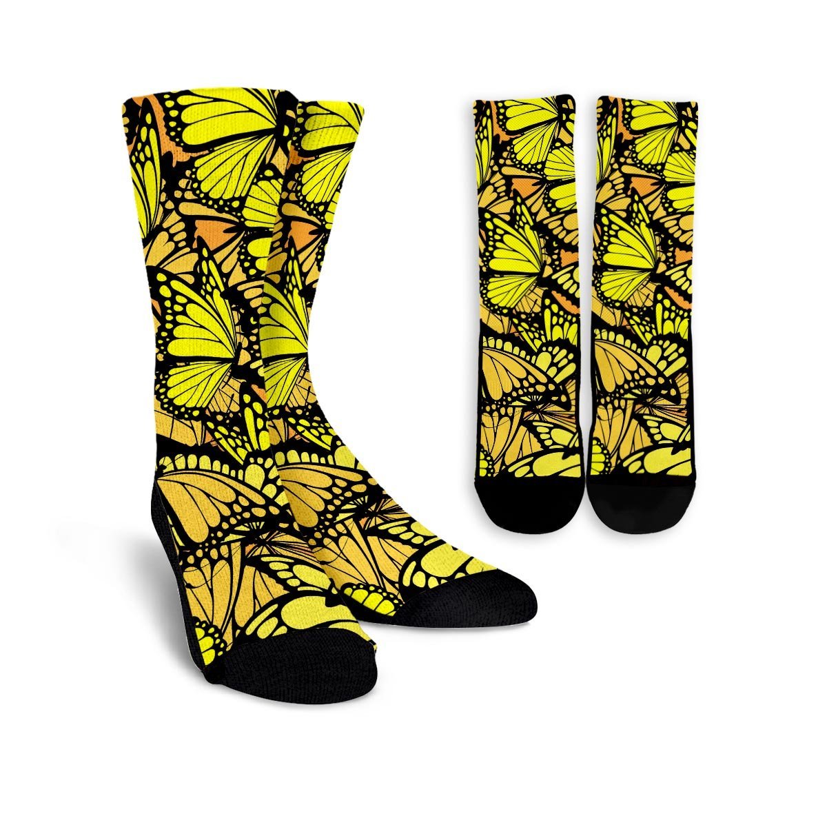 Yellow Monarch Butterfly Unisex Socks-grizzshop