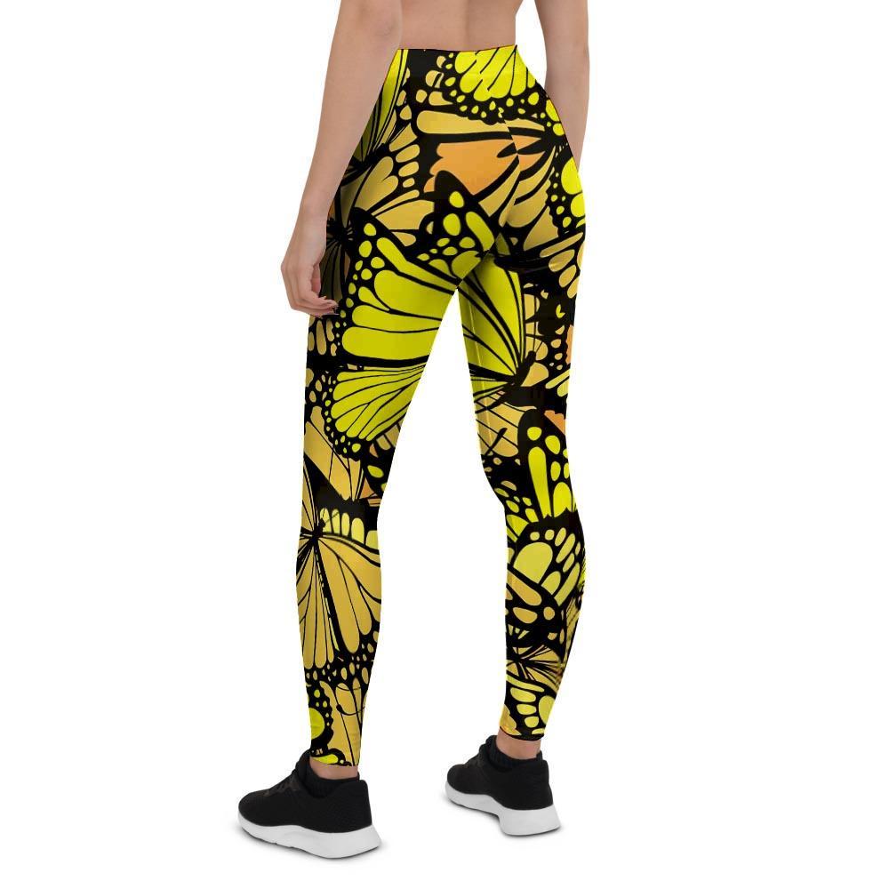 Yellow Monarch Butterfly Women's Leggings-grizzshop