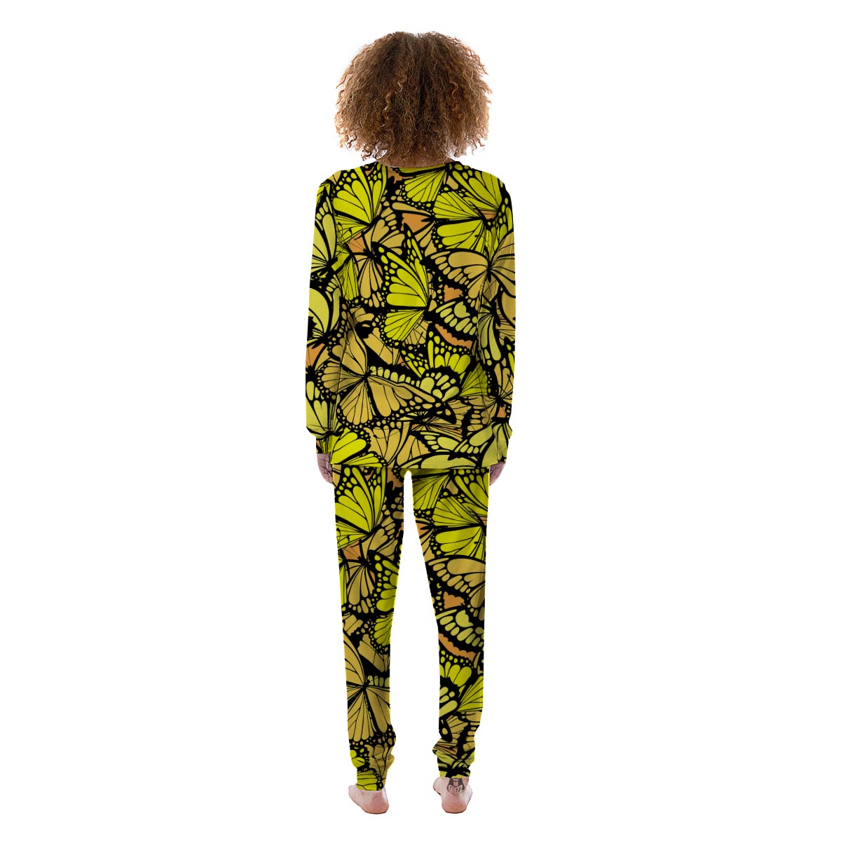 Yellow Monarch Butterfly Women's Pajamas-grizzshop