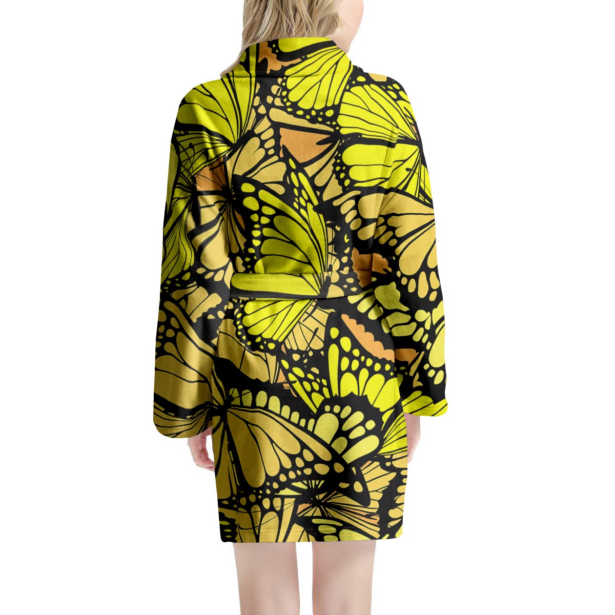 Yellow Monarch Butterfly Women's Robe-grizzshop