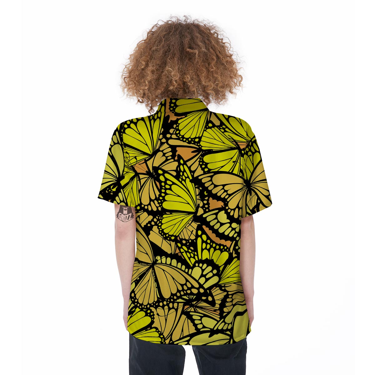 Yellow Monarch Butterfly Women's Short Sleeve Shirts-grizzshop