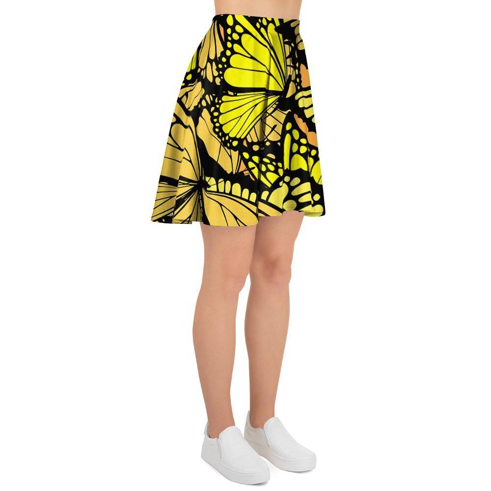 Yellow Monarch Butterfly Women's Skirt-grizzshop