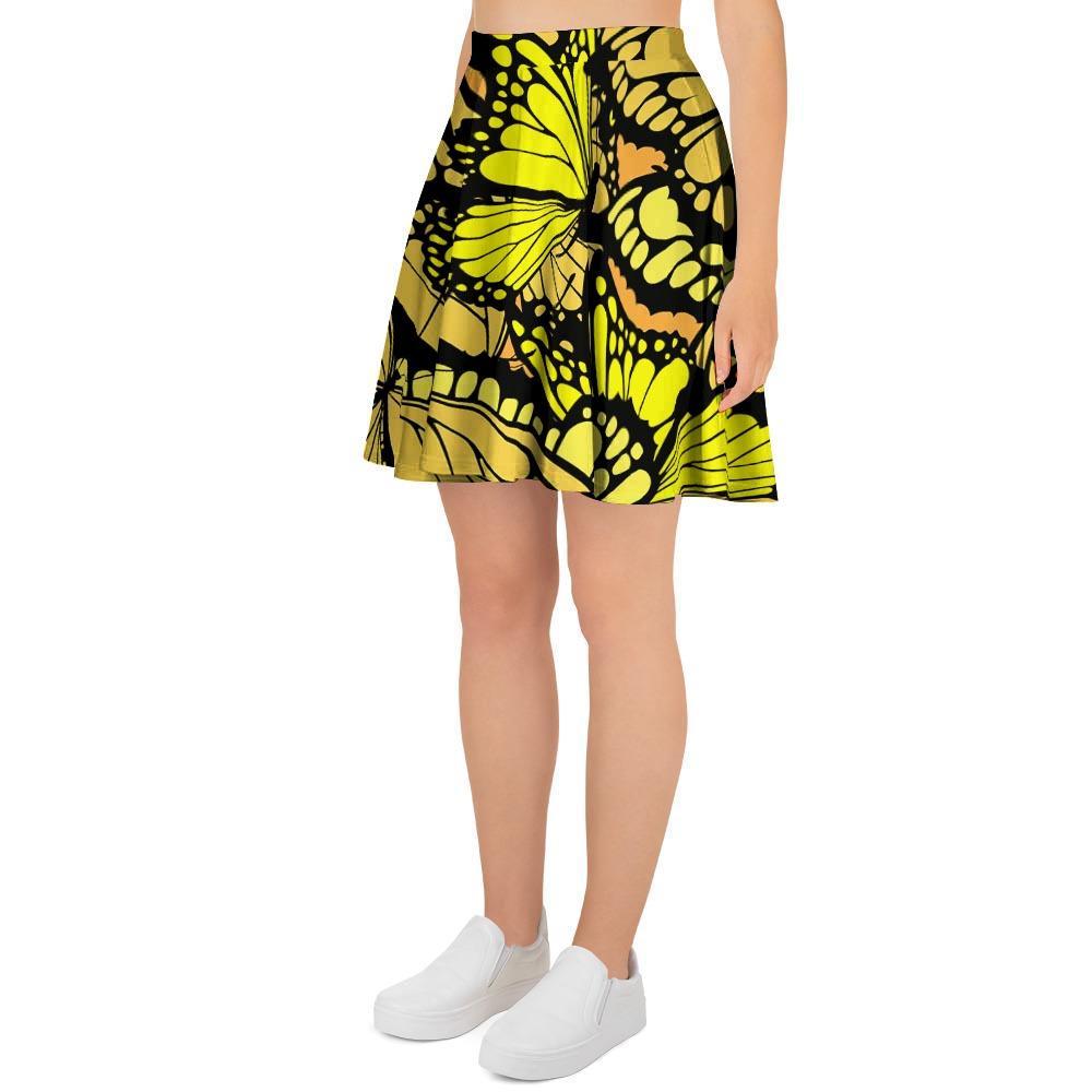 Yellow Monarch Butterfly Women's Skirt-grizzshop