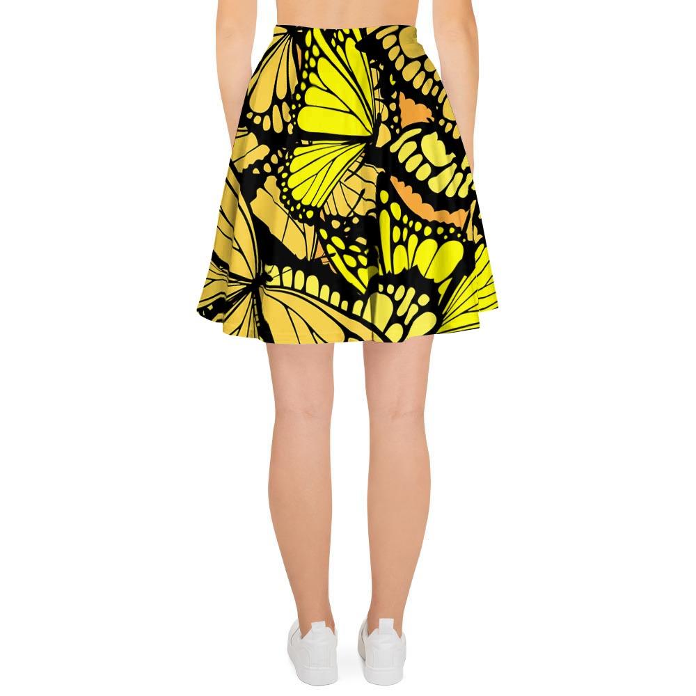 Yellow Monarch Butterfly Women's Skirt-grizzshop