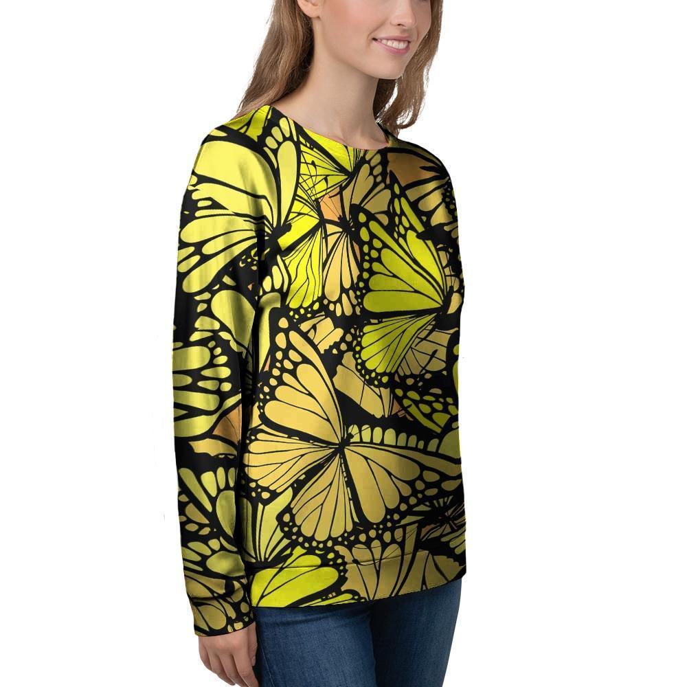 Yellow Monarch Butterfly Women's Sweatshirt-grizzshop