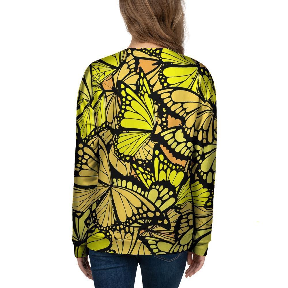 Yellow Monarch Butterfly Women's Sweatshirt-grizzshop