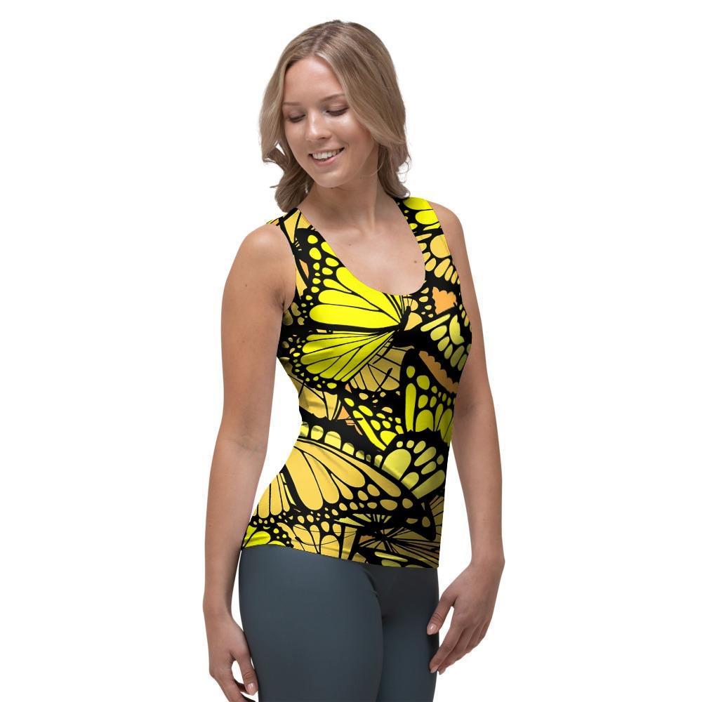 Yellow Monarch Butterfly Women's Tank Top-grizzshop
