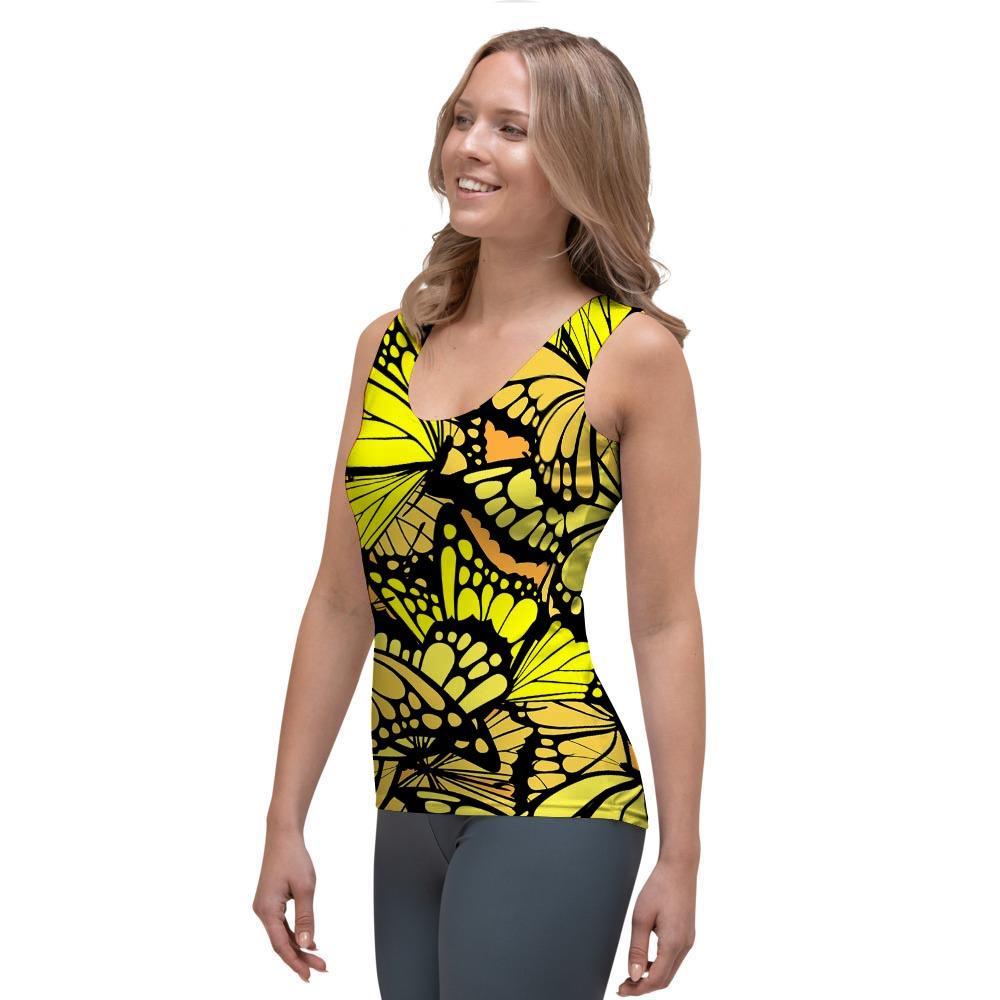 Yellow Monarch Butterfly Women's Tank Top-grizzshop