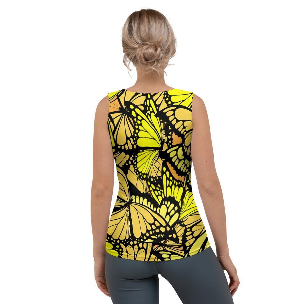 Yellow Monarch Butterfly Women's Tank Top-grizzshop