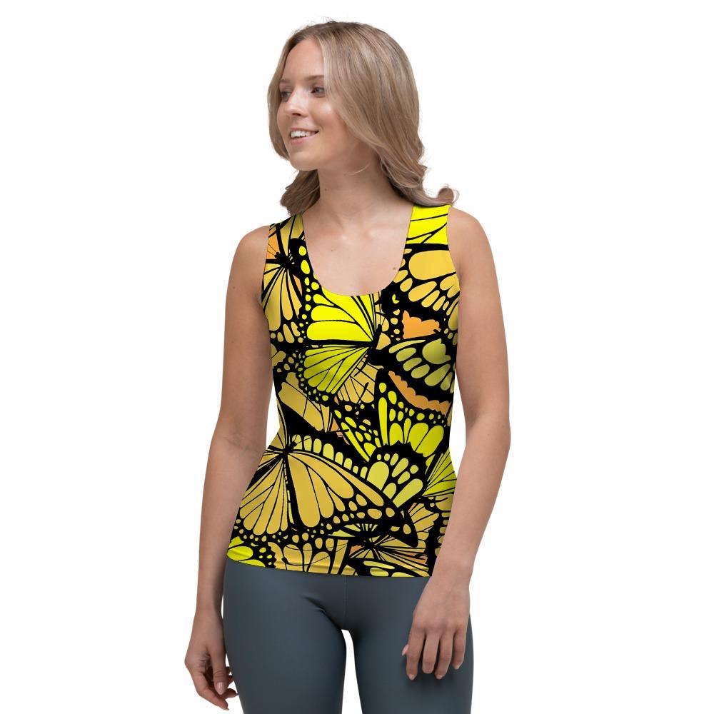 Yellow Monarch Butterfly Women's Tank Top-grizzshop