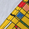 Yellow Mondrian Pattern Print Blanket-grizzshop