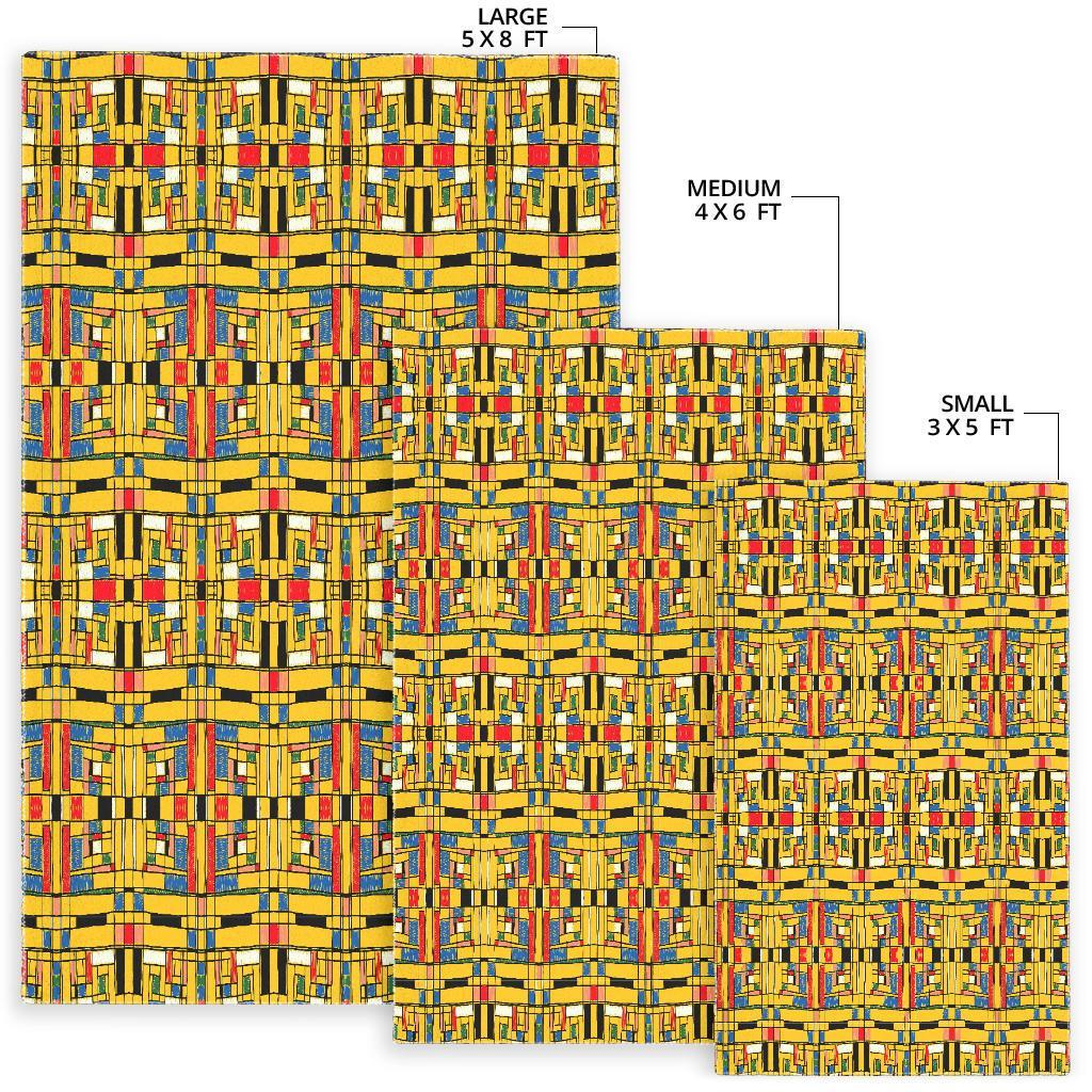 Yellow Mondrian Pattern Print Floor Mat-grizzshop