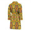 Yellow Mondrian Pattern Print Men Long Robe-grizzshop