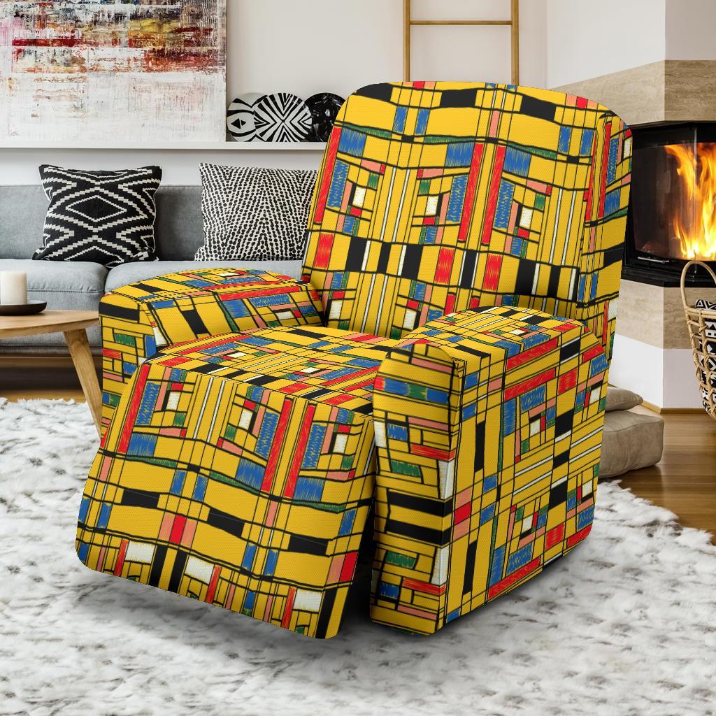 Yellow Mondrian Pattern Print Recliner Cover-grizzshop