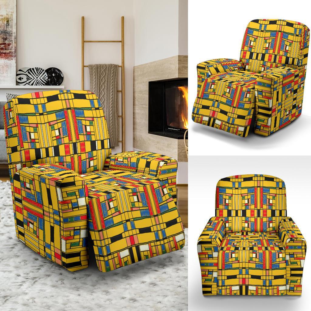 Yellow Mondrian Pattern Print Recliner Cover-grizzshop