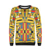 Yellow Mondrian Pattern Print Women Crewneck Sweatshirt-grizzshop