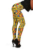 Yellow Mondrian Pattern Print Women Leggings-grizzshop