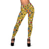 Yellow Mondrian Pattern Print Women Leggings-grizzshop