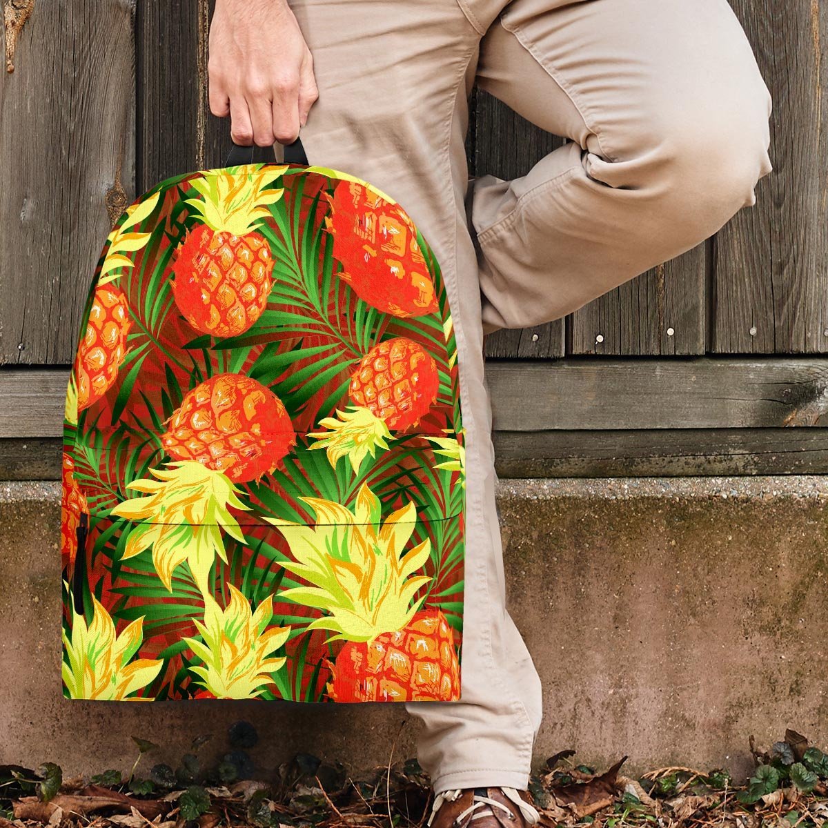 Yellow Neon Pineapple Hawaiian Print Backpack-grizzshop