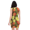 Yellow Neon Pineapple Hawaiian Print Bodycon Dress-grizzshop