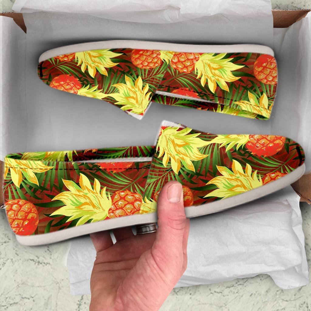 Yellow Neon Pineapple Hawaiian Print Canvas Shoes-grizzshop