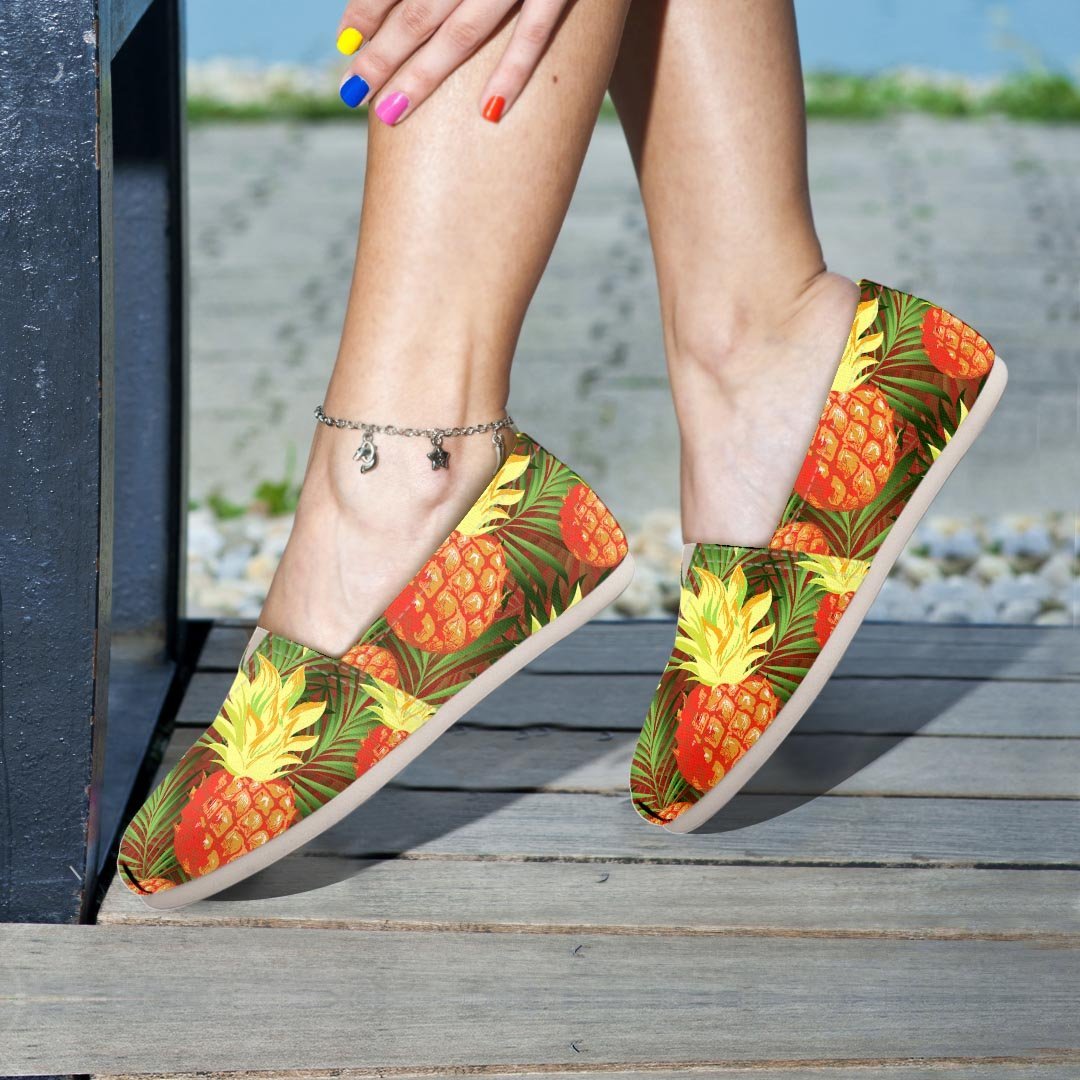 Yellow Neon Pineapple Hawaiian Print Canvas Shoes-grizzshop