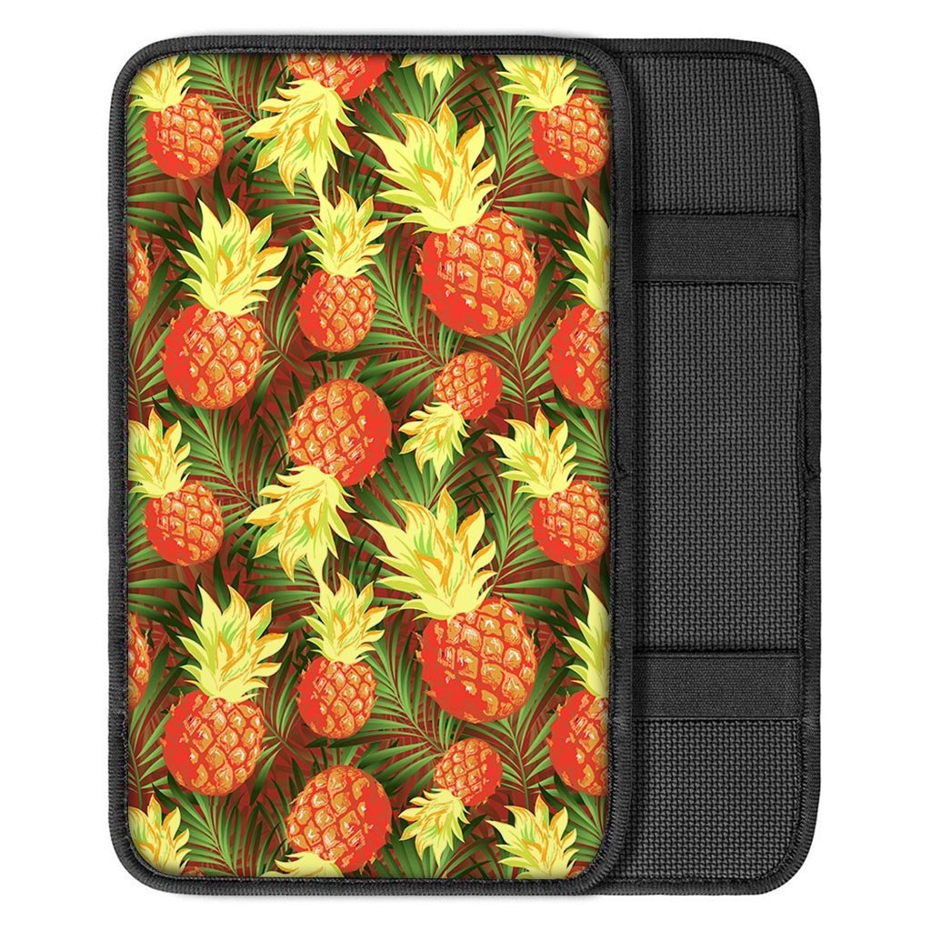 Yellow Neon Pineapple Hawaiian Print Car Console Cover-grizzshop