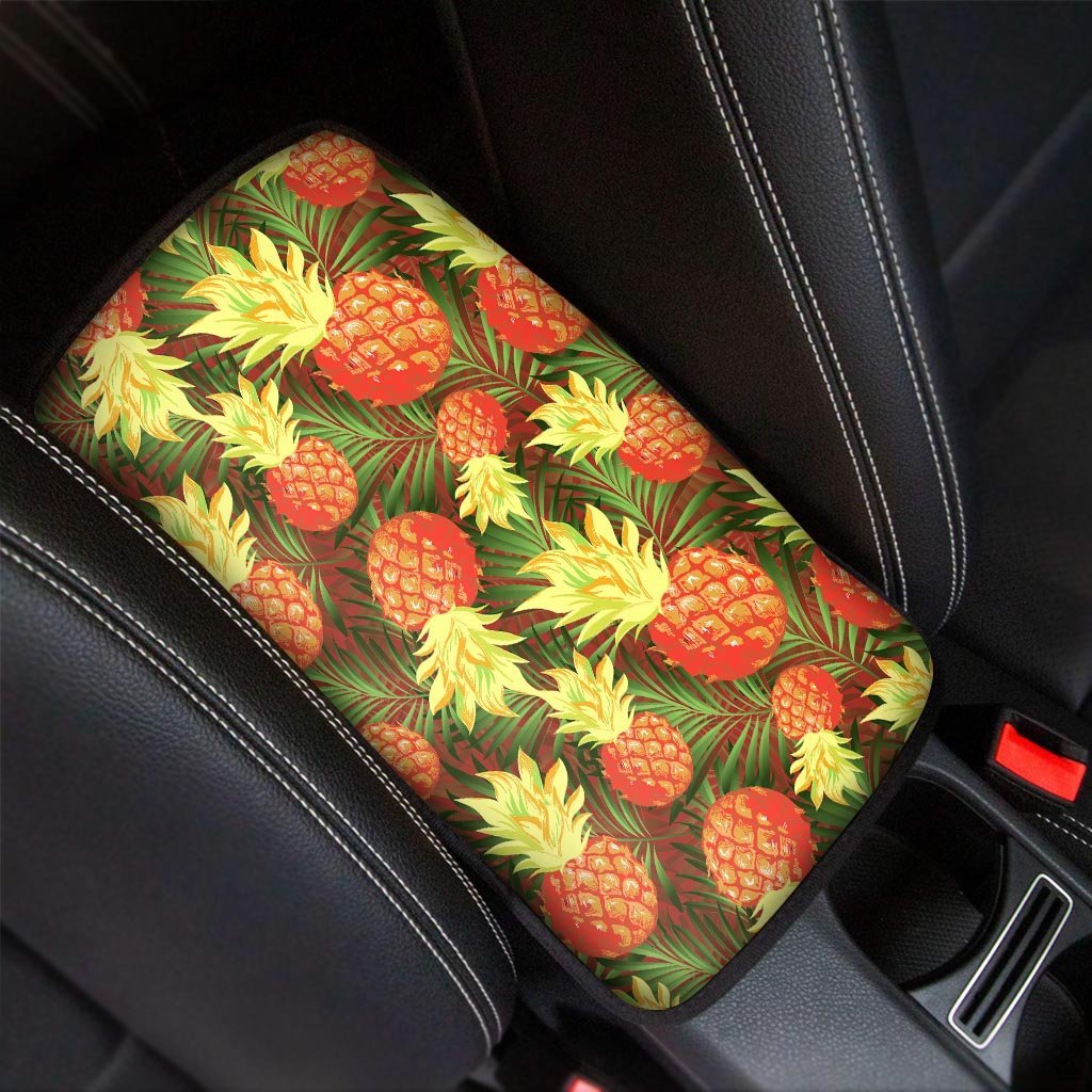 Yellow Neon Pineapple Hawaiian Print Car Console Cover-grizzshop