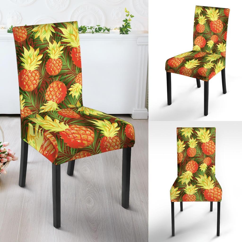 Yellow Neon Pineapple Hawaiian Print Chair Cover-grizzshop