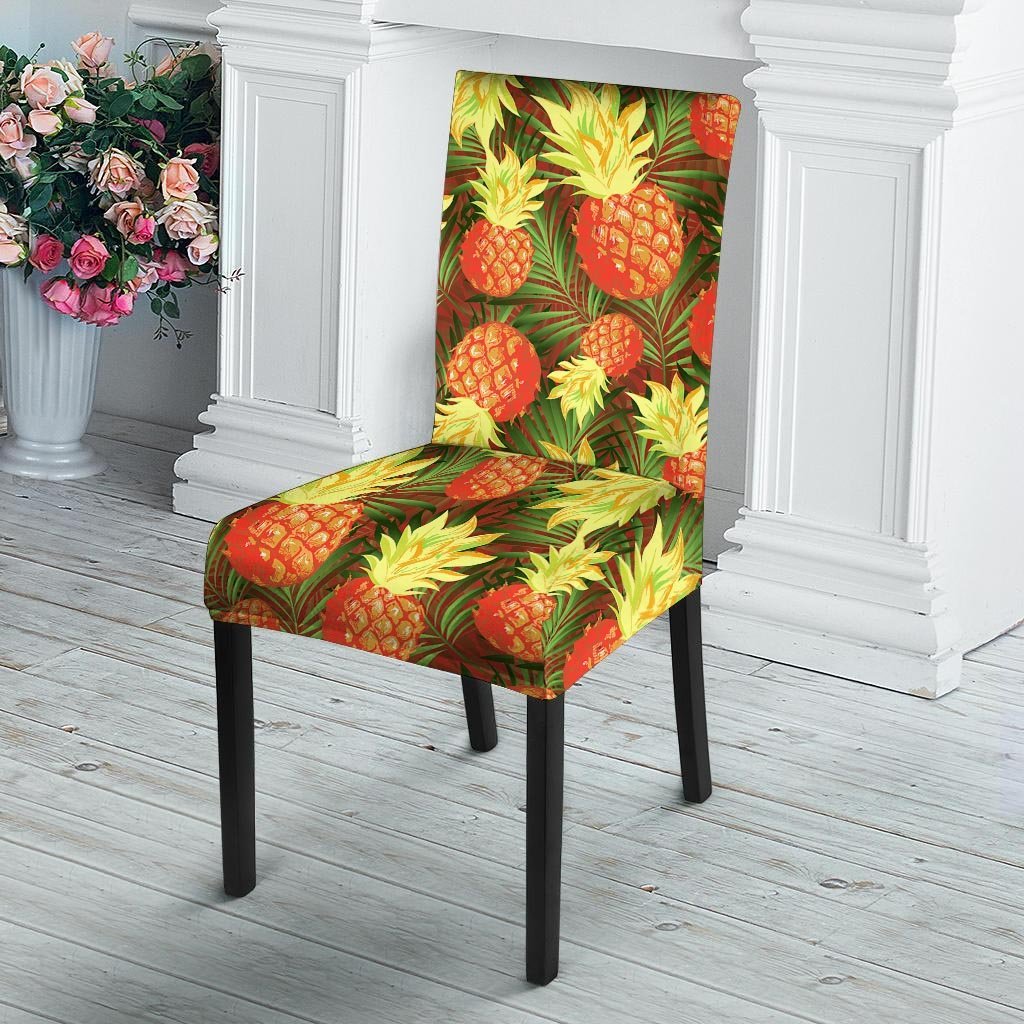 Yellow Neon Pineapple Hawaiian Print Chair Cover-grizzshop