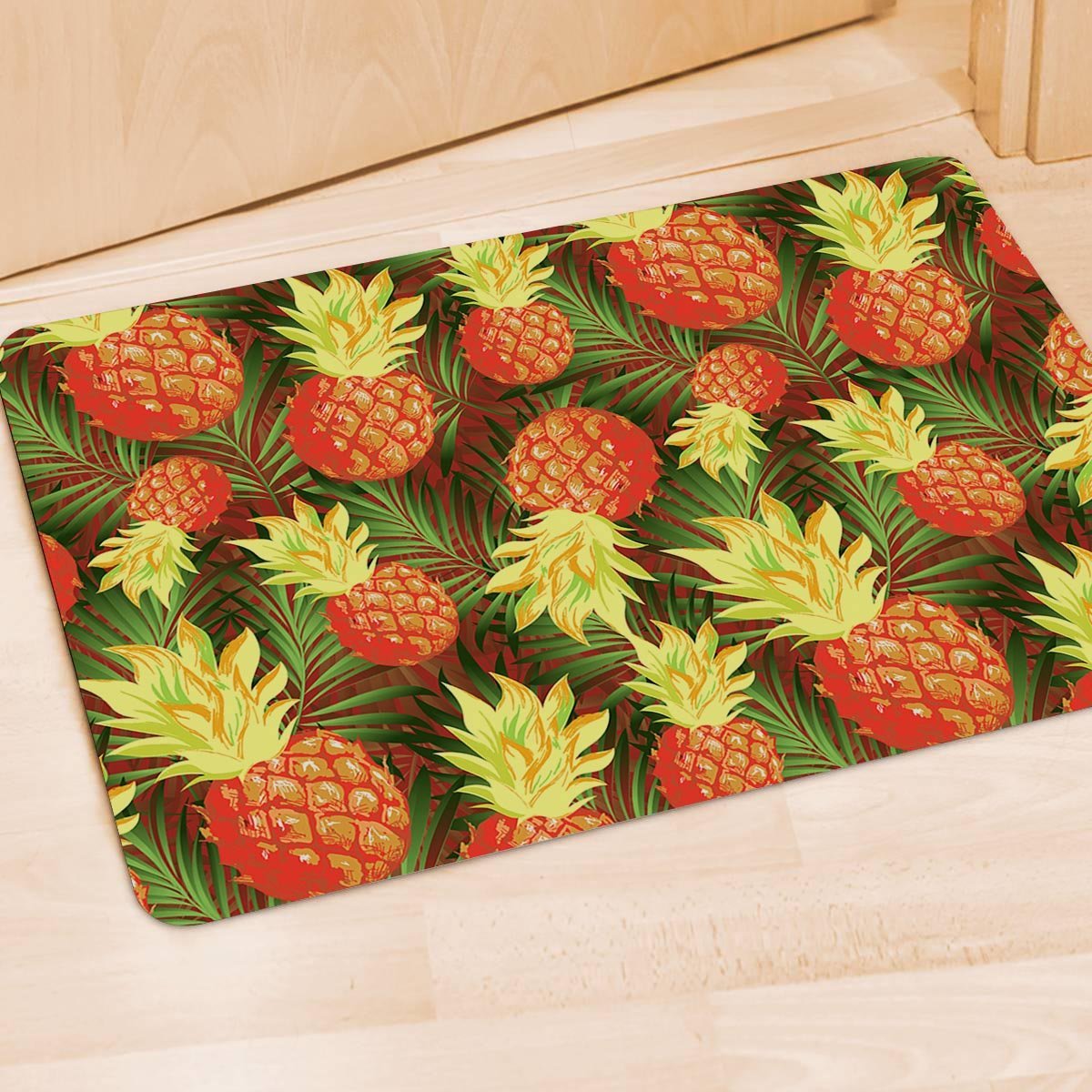 Yellow Neon Pineapple Hawaiian Print Door Mat-grizzshop